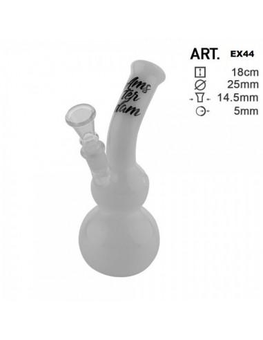 Amsterdam - Mini Bong in Vetro - Doppia Ampolla - h 18 cm