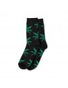 Long Socks - Calze Lunghe Nere Foglie Verdi Cannabis - Uomo Taglia 40-45