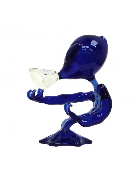 Pipa in Vetro Blu - Alieno - Alta 15 cm