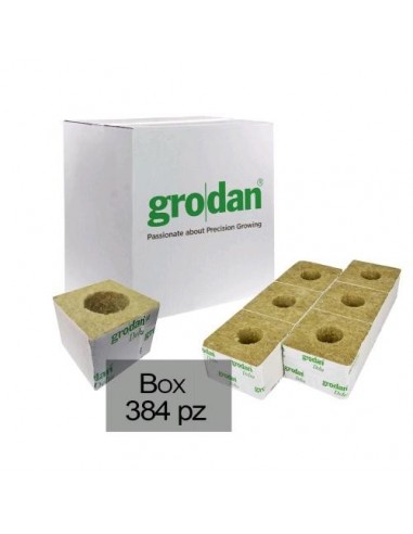 Grodan - Cubetto Lana di Roccia - 7.5x7.5 - 384 pezzi  Con Foro Ø 4 Cm