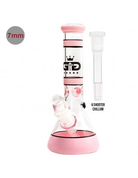 Grace Glass - Ice Bong Rosa - Beuta - Spessore 7 mm, alto 30cm, bong in vetro di altissima qualità.