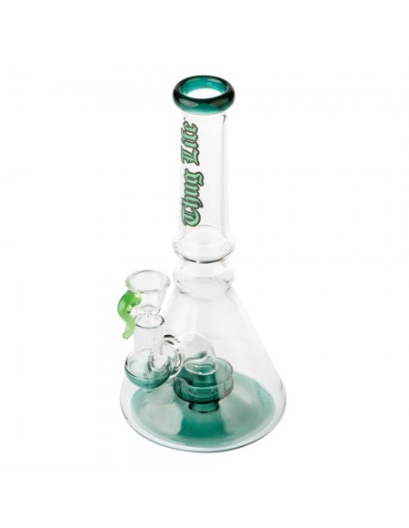 Bonghetto in vetro color verde acqua, pratico con percolator interno.