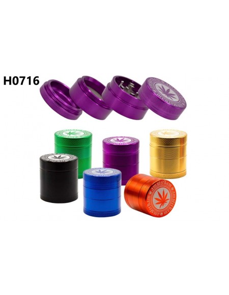 Amsterdam - Grinder con Foglia - 4 Parti Colori Misti - Ø40mm