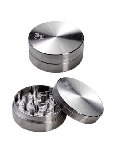 Black Leaf - Grinder Grigio in Acciaio Inox- 2 Parti - Ø39mm in vero acciaio inossidabile di alta qualità.