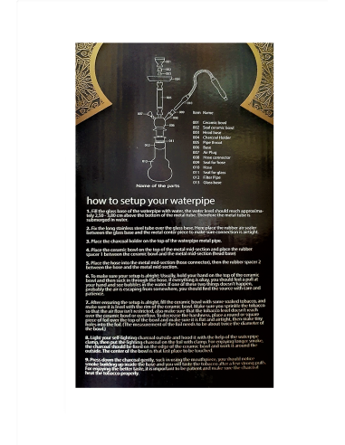 Narghilè  Waterpipe 2 Tubi 55cm Blu