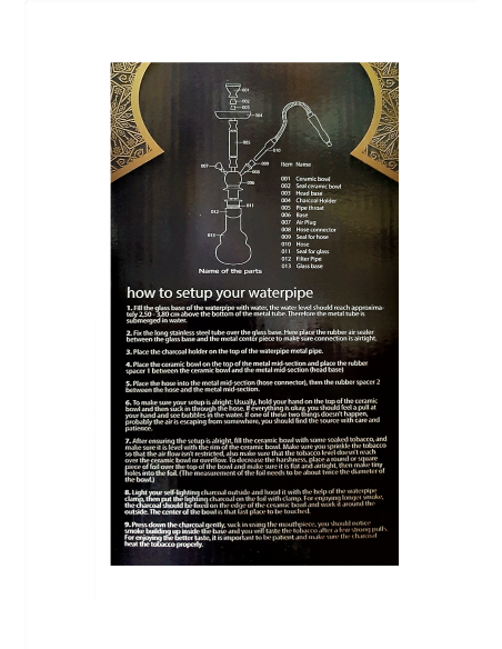 Narghilè  Waterpipe 2 Tubi 55cm Blu