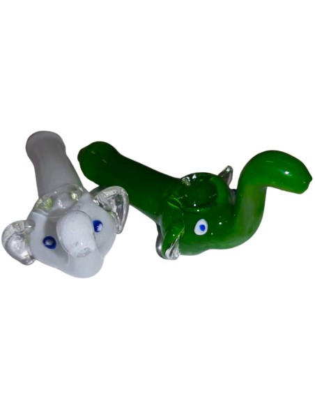Pipa Vetro Testa di Elefante Fatta a Mano