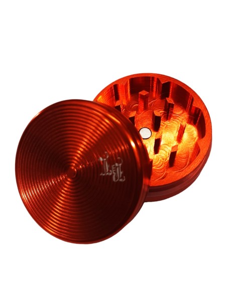 Black Leaf Grinder Metallo Arancione 2 Parti Ø50mm Spirale Ripples Design