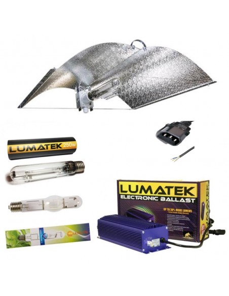 KIT PRO LUMATEK 250W + ADJUST A WING + BULBO HPS + BULBO MH