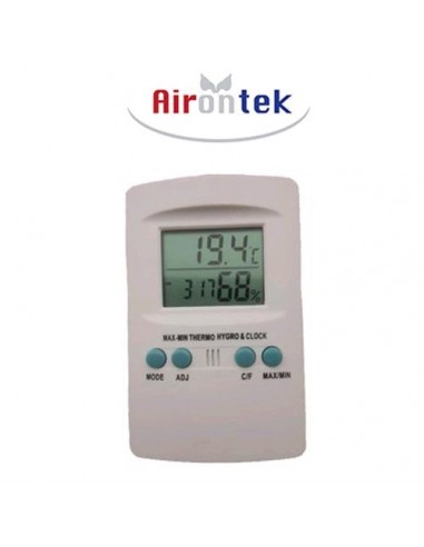 Airontek - Termoigrometro Digitale - con orologio - temperatura e umidità