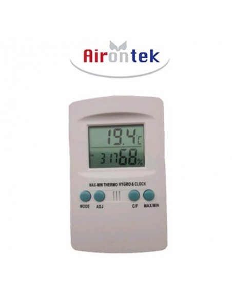 Airontek - Termoigrometro Digitale - con orologio - temperatura e umidità