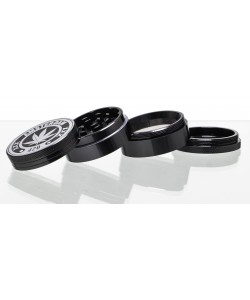 Amsterdam 420 Grinder Nero con Foglia - 4 Parti - Ø50mm 2