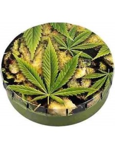 Scatolina Metallica con Chiusura Clic Clac - Foglie Cannabis