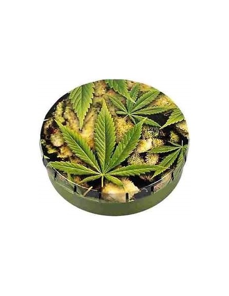 Scatolina Metallica con Chiusura Clic Clac - Foglie Cannabis