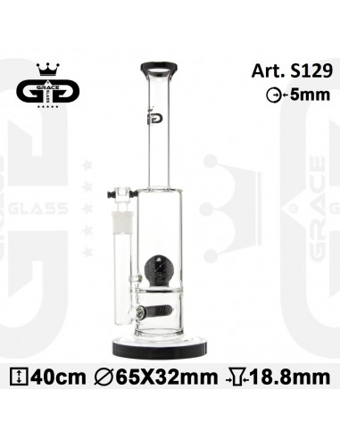 Grace Glass - Labz Crystal Ball Black - Bong in Vetro con Percolator - 40cm