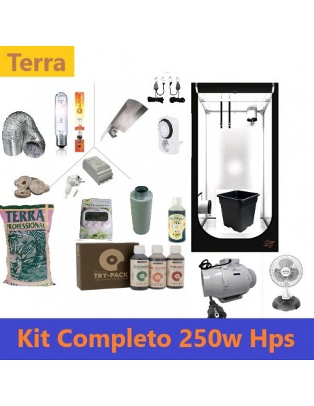 KIT Completo Terra - 250W HPS Agro - Box 80X80X180 - Con Filtro ai Carboni OMAGGIO
