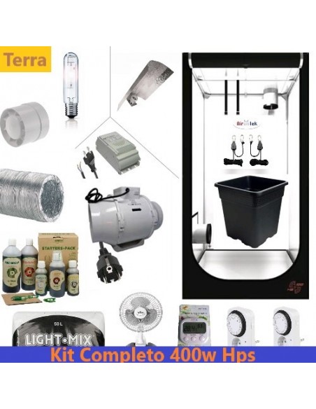 KIT Completo Terra - 400W HPS - Grow Box 1x1x2m - Biobizz Pack - e omaggi