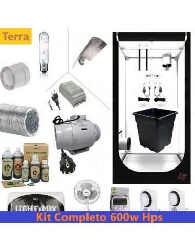 KIT Completo Terra - 600W HPS - Grow Box 1.2x1.2x2m - Biobizz Pack - e omaggi