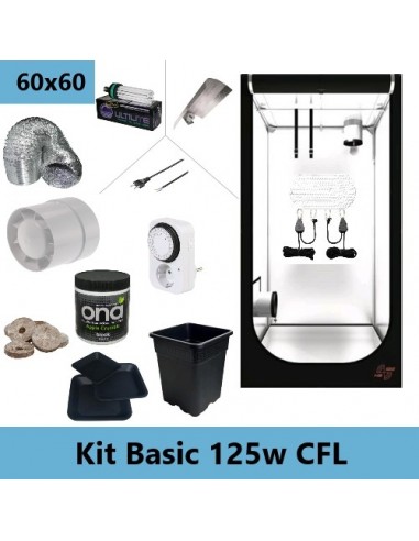 Kit Basic - Box 60X60X160 - CFL 125W - ASP Ø125 - Ona Block e Vasi OMAGGIO