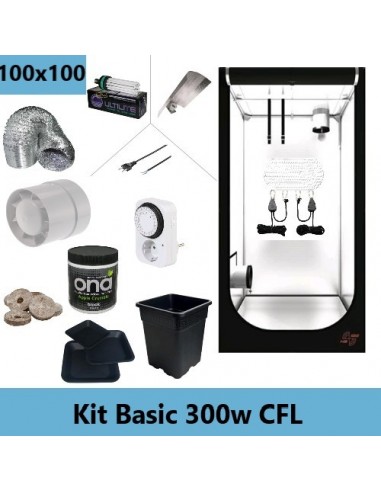 Kit Basic - Box 100X100X200 - CFL 300W - Asp Ø150 - Ona Block e Vasi OMAGGIO 